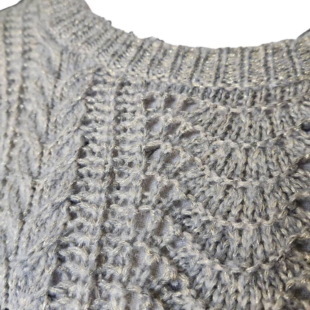 Express Ladies Size Large Gold Metallic Chunky Knit Sweater - Picture 3 of 6